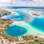 Veduta aerea della Laguna di Bacalar (Messico)